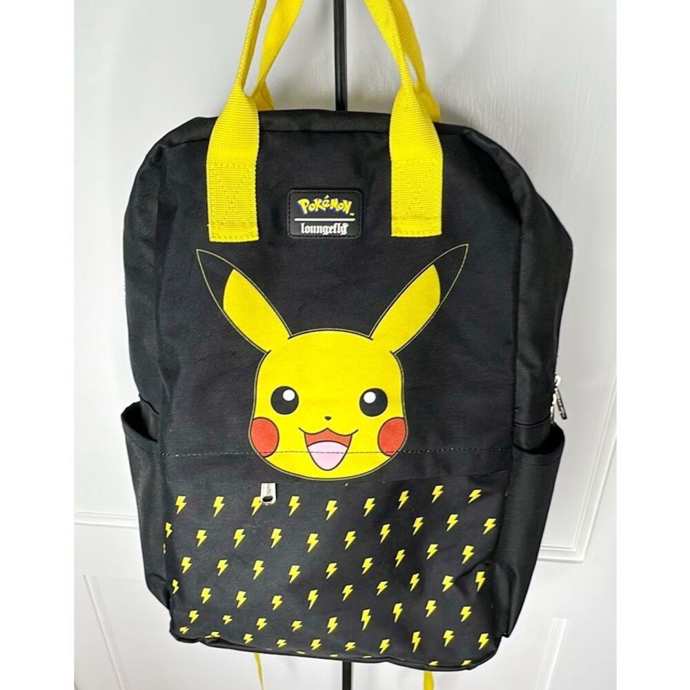 Pokémon Loungefly Lightening Bolt Piccachu Backpack Black - Picture 2 of 7